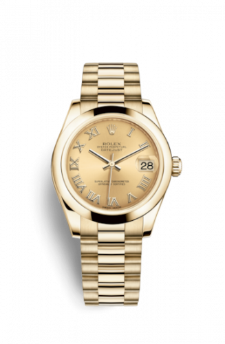 Remontoir à montres pour montre Rolex Datejust 31 Datejust 31 Yellow Or Domed / President / Champagne Roman