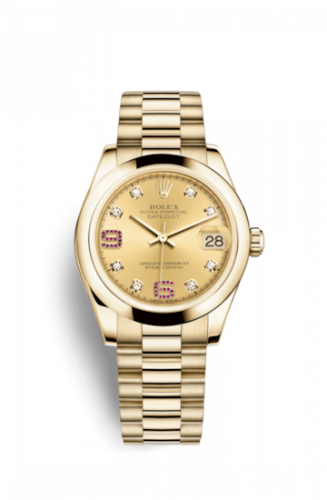 Remontoir à montres pour montre Rolex Datejust 31 Datejust 31 Yellow Or Domed / President / Champagne Diamond