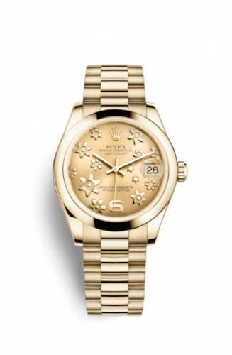 Remontoir à montres pour montre Rolex Datejust 31 Datejust 31 Yellow Or Domed / President / Champagne Floral