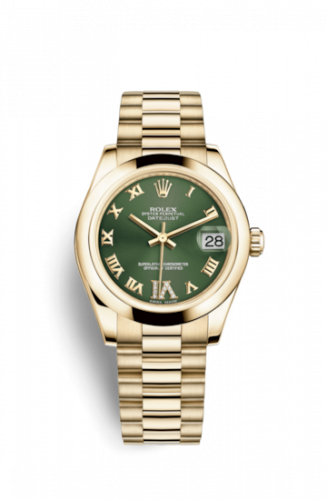 Remontoir à montres pour montre Rolex Datejust 31 Datejust 31 Yellow Or Domed / President / Olive Roman