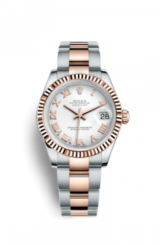 Remontoir à montres pour montre Rolex Datejust 31 Datejust 31 Rolesor Everose Fluted / Oyster / Blanc Roman