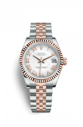 Remontoir à montres pour montre Rolex Datejust 31 Datejust 31 Rolesor Everose Fluted / Jubilee / Blanc Roman