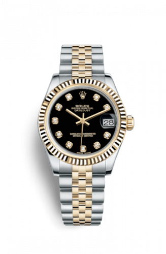 Remontoir à montres pour montre Rolex Datejust 31 Datejust 31 Rolesor Yellow Fluted / Jubilee / Noire Diamond