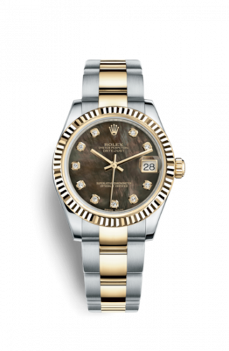 Remontoir à montres pour montre Rolex Datejust 31 Datejust 31 Rolesor Yellow Fluted / Oyster/ Noire MOP