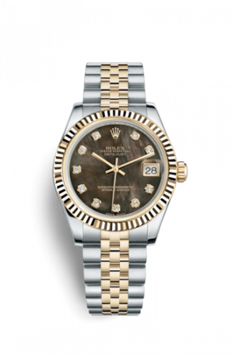 Remontoir à montres pour montre Rolex Datejust 31 Datejust 31 Rolesor Yellow Fluted / Jubilee / Noire MOP