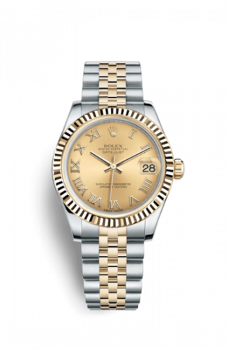 Remontoir à montres pour montre Rolex Datejust 31 Datejust 31 Rolesor Yellow Fluted / Jubilee / Champagne Roman