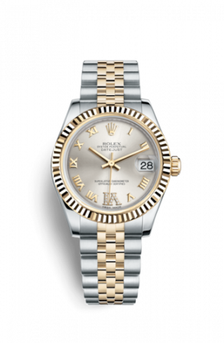 Remontoir à montres pour montre Rolex Datejust 31 Datejust 31 Rolesor Yellow Fluted / Jubilee / Argent Roman