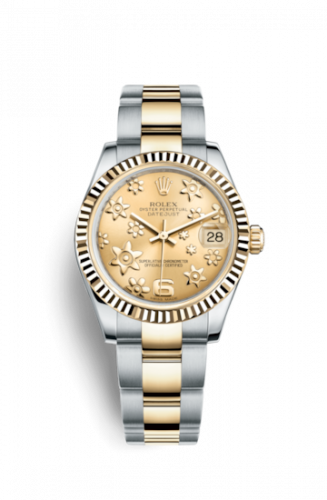 Remontoir à montres pour montre Rolex Datejust 31 Datejust 31 Rolesor Yellow Fluted / Oyster / Champagne Floral