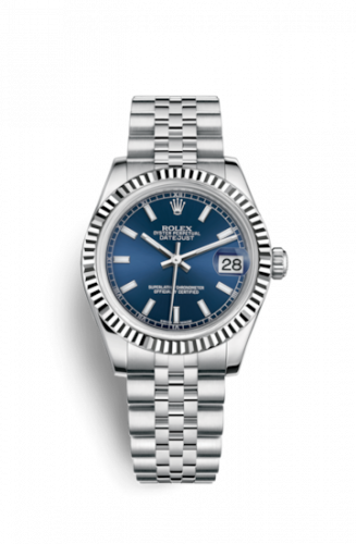 Remontoir à montres pour montre Rolex Datejust 31 Datejust 31 Stainless Steel Fluted / Jubilee / Bleu