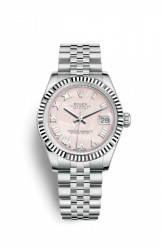 Remontoir à montres pour montre Rolex Datejust 31 Datejust 31 Stainless Steel Fluted / Jubilee / Rose MOP Roman