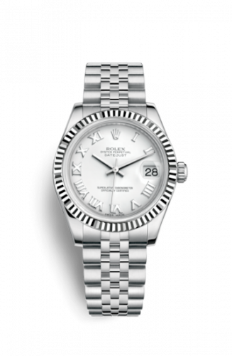 Remontoir à montres pour montre Rolex Datejust 31 Datejust 31 Stainless Steel Fluted / Jubilee / Blanc - Roman