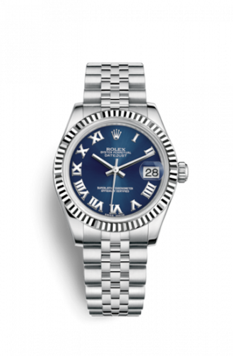 Remontoir à montres pour montre Rolex Datejust 31 Datejust 31 Stainless Steel Fluted / Jubilee / Bleu - Roman