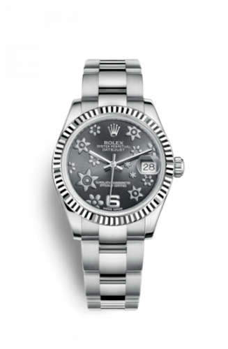 Watch Winder for watch Rolex Datejust 31 Datejust 31 Stainless Steel Fluted / Oyster / Dark Rhodium Floral