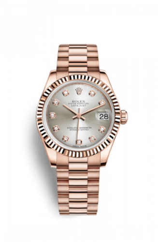 Remontoir à montres pour montre Rolex Datejust 31 Datejust 31 Everose Fluted / President / Argent Diamond
