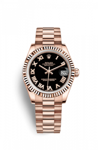 Remontoir à montres pour montre Rolex Datejust 31 Datejust 31 Everose Fluted / President / Noire Roman