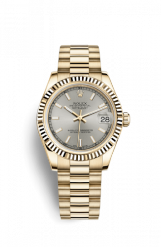 Remontoir à montres pour montre Rolex Datejust 31 Datejust 31 Yellow Or Fluted / President / Argent