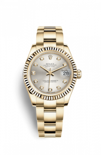 Remontoir à montres pour montre Rolex Datejust 31 Datejust 31 Yellow Or Fluted / Oyster / Argent Diamond