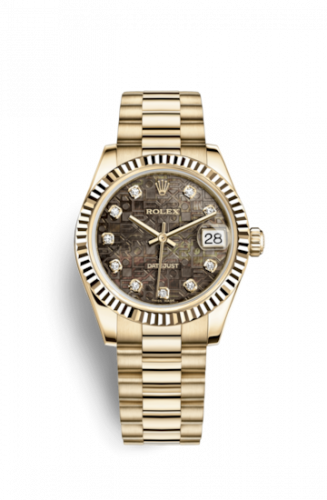 Remontoir à montres pour montre Rolex Datejust 31 Datejust 31 Yellow Or Fluted / President / Noire MOP Computer