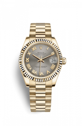 Remontoir à montres pour montre Rolex Datejust 31 Datejust 31 Yellow Or Fluted / President / Steel Roman