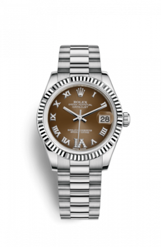 Remontoir à montres pour montre Rolex Datejust 31 Datejust 31 Or Blanc Fluted / President / Bronze Roman