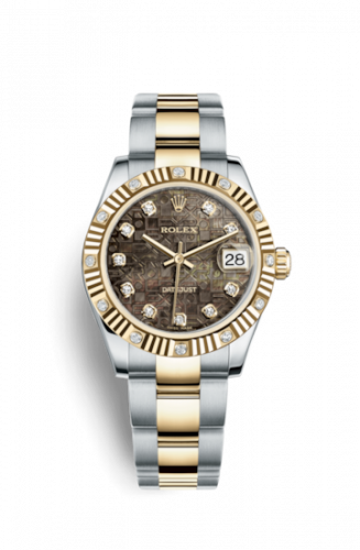 Remontoir à montres pour montre Rolex Datejust 31 Datejust 31 Rolesor Yellow Fluted Diamond / Oyster / Noire MOP Computer