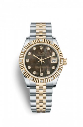 Remontoir à montres pour montre Rolex Datejust 31 Datejust 31 Rolesor Yellow Fluted Diamond / Jubilee / Noire MOP