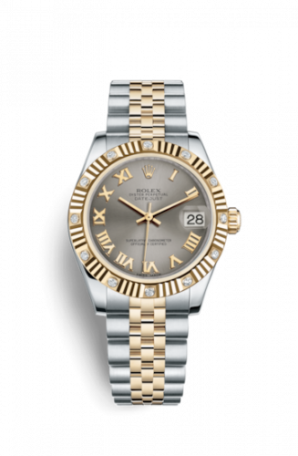 Remontoir à montres pour montre Rolex Datejust 31 Datejust 31 Rolesor Yellow Fluted Diamond / Jubilee / Steel Roman