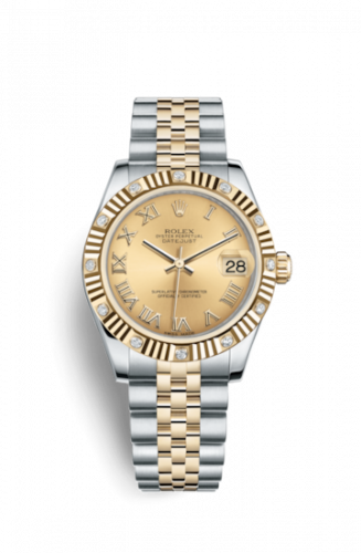 Remontoir à montres pour montre Rolex Datejust 31 Datejust 31 Rolesor Yellow Fluted Diamond / Jubilee / Champagne Roman