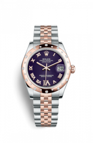 Watch Winder for watch Rolex Datejust 31 Datejust 31 Rolesor Everose Domed Diamond / Jubilee / Purple Roman