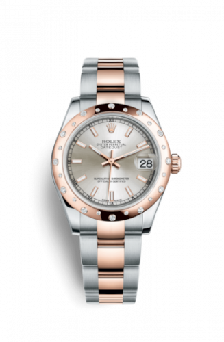 Remontoir à montres pour montre Rolex Datejust 31 Datejust 31 Rolesor Everose Domed Diamond / Oyster / Argent