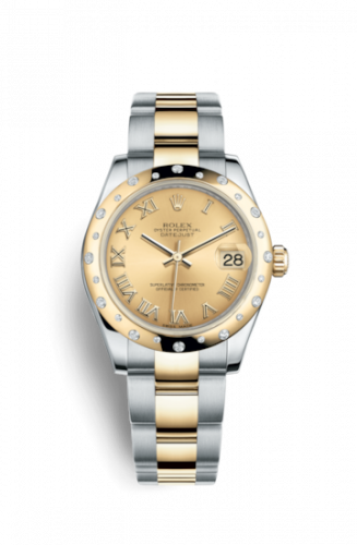 Remontoir à montres pour montre Rolex Datejust 31 Datejust 31 Rolesor Yellow Domed Diamond / Oyster / Champagne Roman