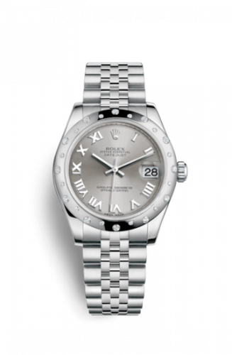 Remontoir à montres pour montre Rolex Datejust 31 Datejust 31 Stainless Steel Domed Diamond / Jubilee / Rhodium - Roman
