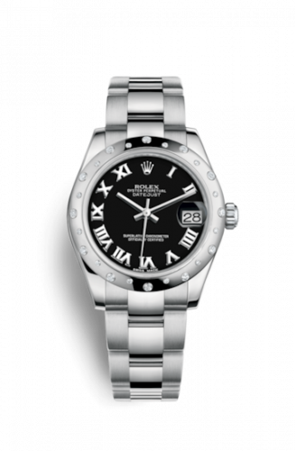 Remontoir à montres pour montre Rolex Datejust 31 Datejust 31 Stainless Steel Domed Diamond / Oyster / Noire - Roman