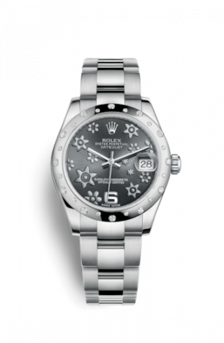 Remontoir à montres pour montre Rolex Datejust 31 Datejust 31 Stainless Steel Domed Diamond / Oyster / Dark Rhodium Floral