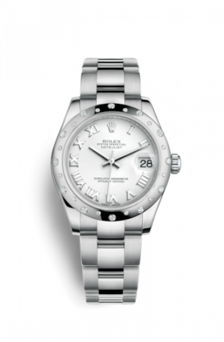 Remontoir à montres pour montre Rolex Datejust 31 Datejust 31 Stainless Steel Domed Diamond / Oyster / Blanc - Roman