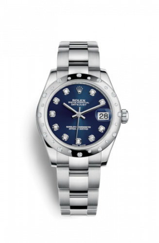 Remontoir à montres pour montre Rolex Datejust 31 Datejust 31 Stainless Steel Domed Diamond / Oyster / Bleu - Diamond