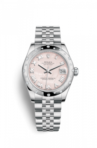 Remontoir à montres pour montre Rolex Datejust 31 Datejust 31 Stainless Steel Domed Diamond / Jubilee / Rose MOP - Roman
