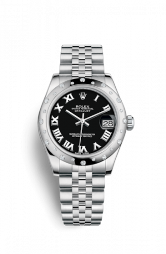 Remontoir à montres pour montre Rolex Datejust 31 Datejust 31 Stainless Steel Domed Diamond / Jubilee / Noire - Roman