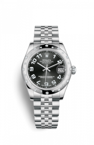 Remontoir à montres pour montre Rolex Datejust 31 Datejust 31 Stainless Steel Domed Diamond / Jubilee / Noire - Arabic