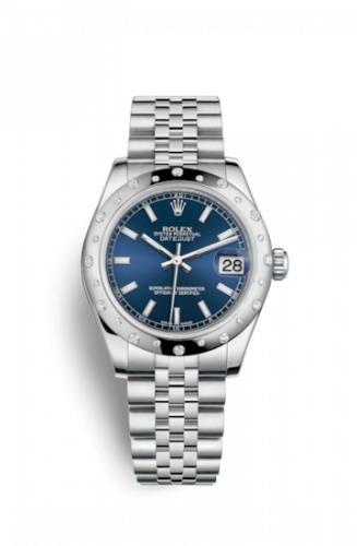 Remontoir à montres pour montre Rolex Datejust 31 Datejust 31 Stainless Steel Domed Diamond / Jubilee / Bleu