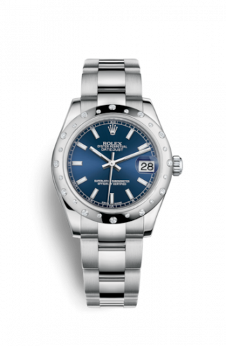 Remontoir à montres pour montre Rolex Datejust 31 Datejust 31 Stainless Steel Domed Diamond / Oyster / Bleu