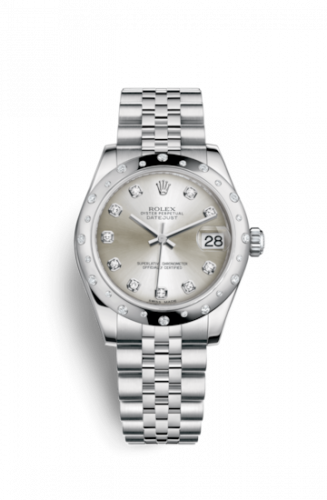 Remontoir à montres pour montre Rolex Datejust 31 Datejust 31 Stainless Steel Domed Diamond / Jubilee / Argent - Diamond