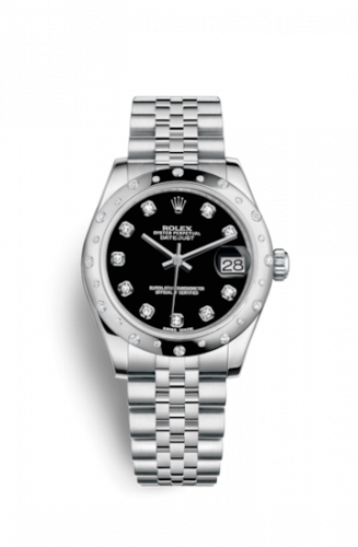 Remontoir à montres pour montre Rolex Datejust 31 Datejust 31 Stainless Steel Domed Diamond / Jubilee / Noire - Diamond