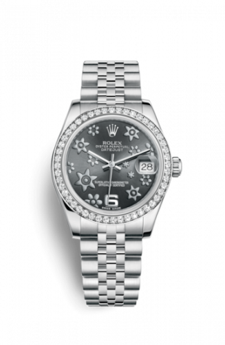 Remontoir à montres pour montre Rolex Datejust 31 Datejust 31 Stainless Steel Diamond / Jubilee / Dark Rhodium Floral
