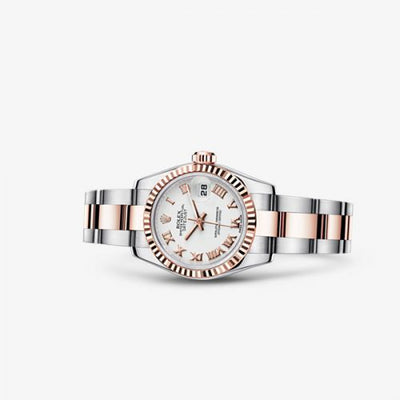 Remontoir à montres pour montre Rolex Lady-Datejust Lady-Datejust 26 Rolesor Everose Fluted Blanc Oyster
