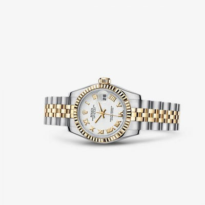 Remontoir à montres pour montre Rolex Lady-Datejust Lady-Datejust 26 Rolesor Fluted Blanc Jubilee