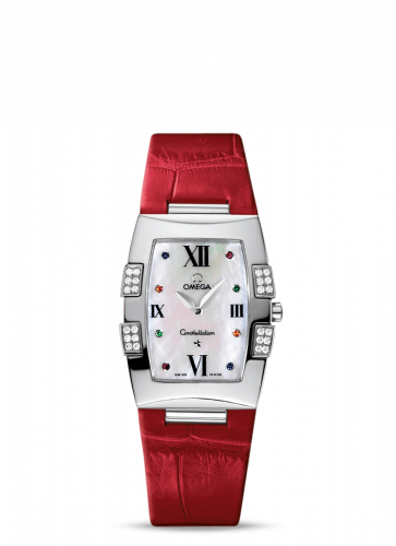 Watch Winder for watch Omega Constellation Constellation Quadrella Quartz 25 Stainless Steel / MOP / Red Alligator