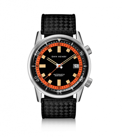 Remontoir à montres pour montre Dan Henry 1970 Dan Henry 1970 Automatic Diver 40 Noire-Orange / Stainless Steel