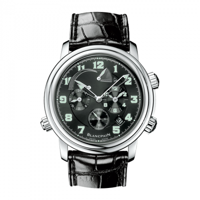 Watch Winder for watch Blancpain Léman Léman Réveil GMT Stainless Steel / Black / Alligator