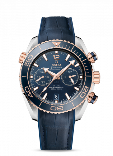 Watch Winder for watch Omega Seamaster Planet Ocean Seamaster Planet Ocean 600M Co-Axial 45.5 Master Chronometer Chronograph Stainless Steel / Sedna Gold / Blue / Alligator